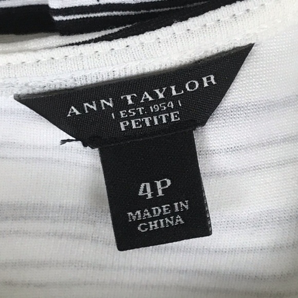 Ann Taylor Shift Dress Size 4P Stripe Black White - Picture 6 of 8